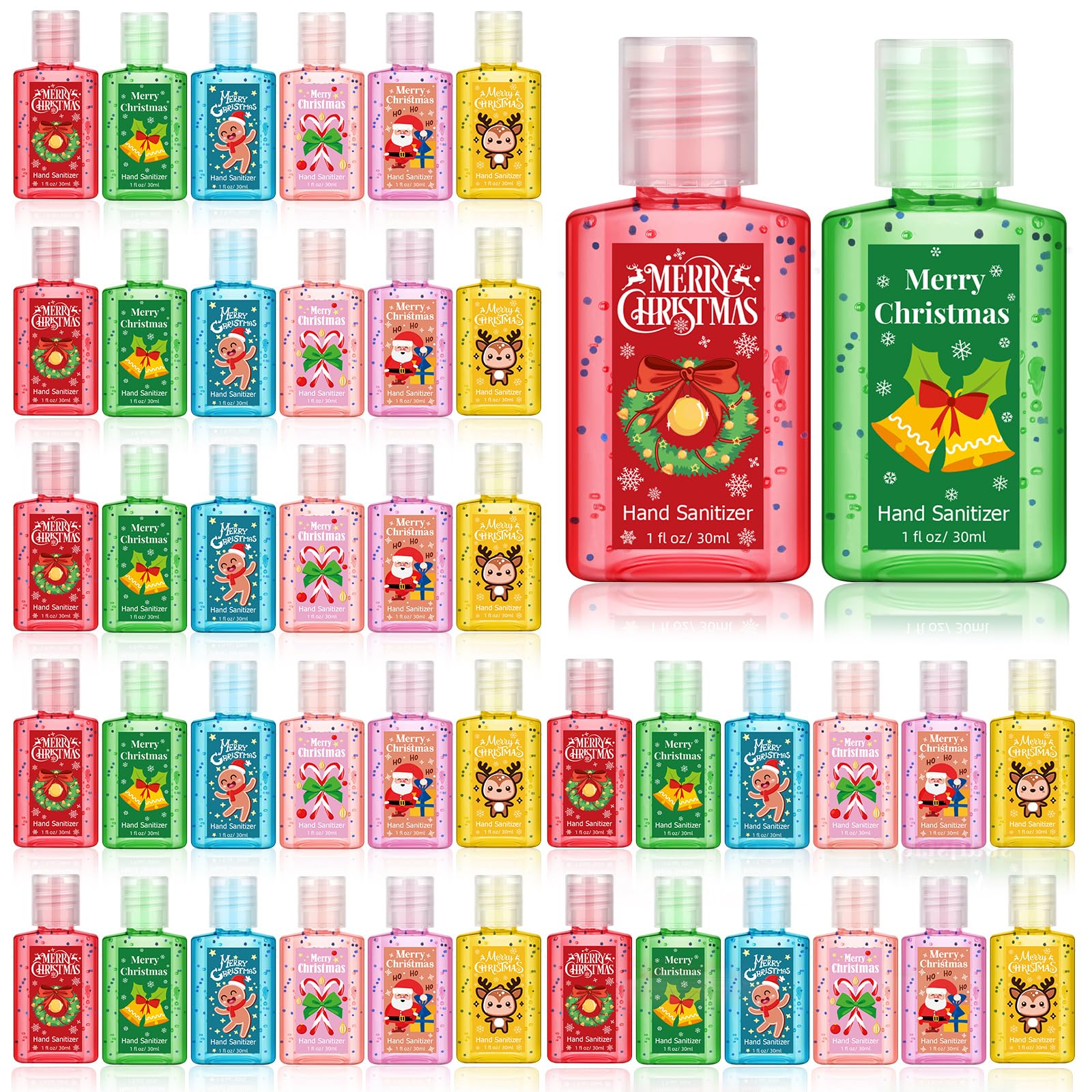 Frienda 24 Packs Christmas Mini Hand Sanitizer Bulk Travel Size 1fl oz