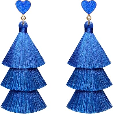 Tassel Dangle Earrings Heart Crystal Stud Earrings for Women, Trendy Jewelry Gifts for Valentine Christmas New Year