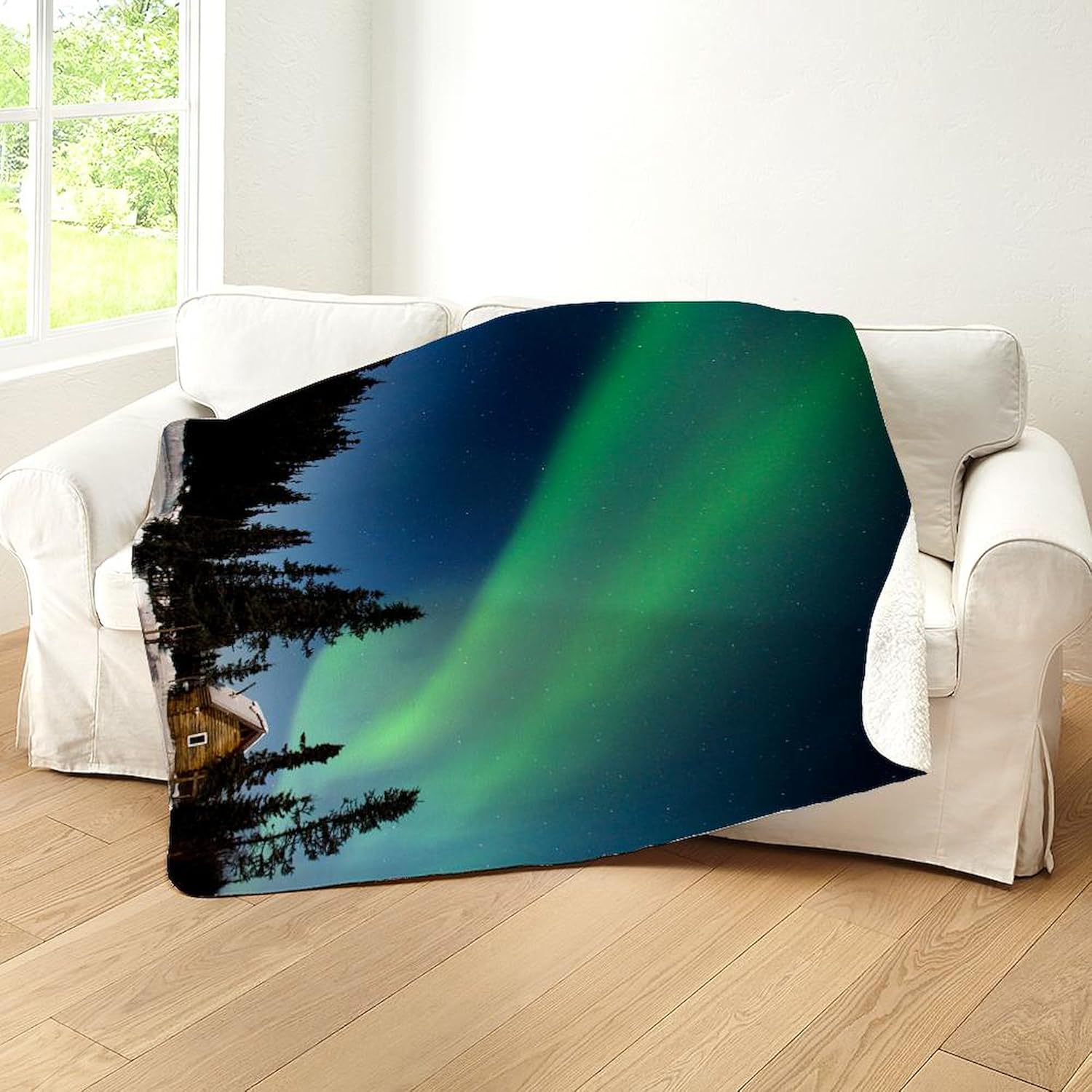 CafePress Aurora Borealis in Alaska Sherpa Fleece Throw Blan Sherpa Fleece Throw Blanket 60" L x 50" W