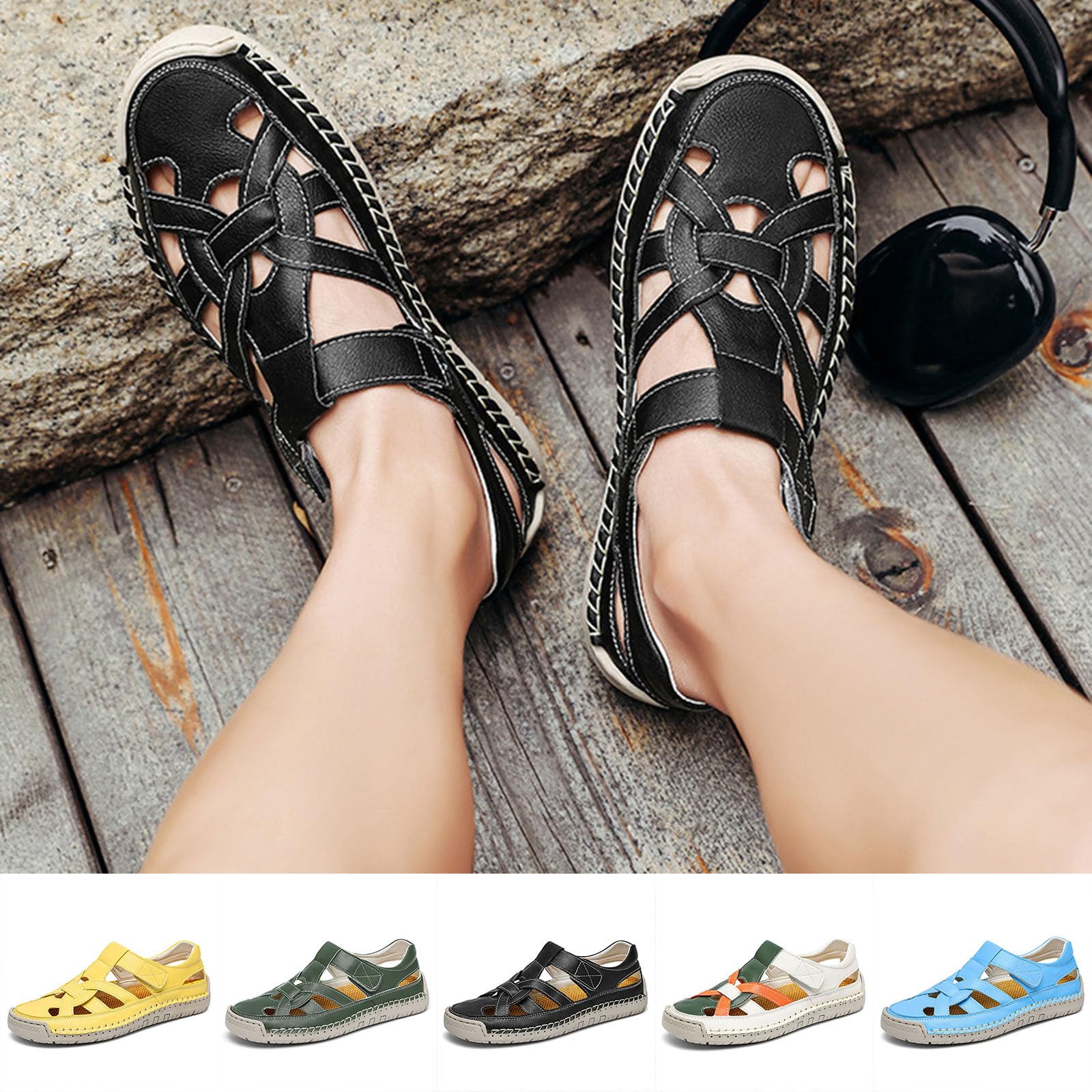 Sandales orthopédiques fermées avec sangle large pour femme