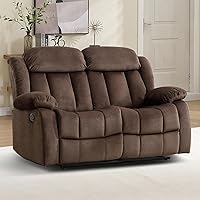 Vista 12 de EBELLO - Juego de sofá reclinable manual, sofá reclinable clásico con brazos y respaldo acolchados, incluye 1 silla reclinable y 1 sofá de 3 Marrón