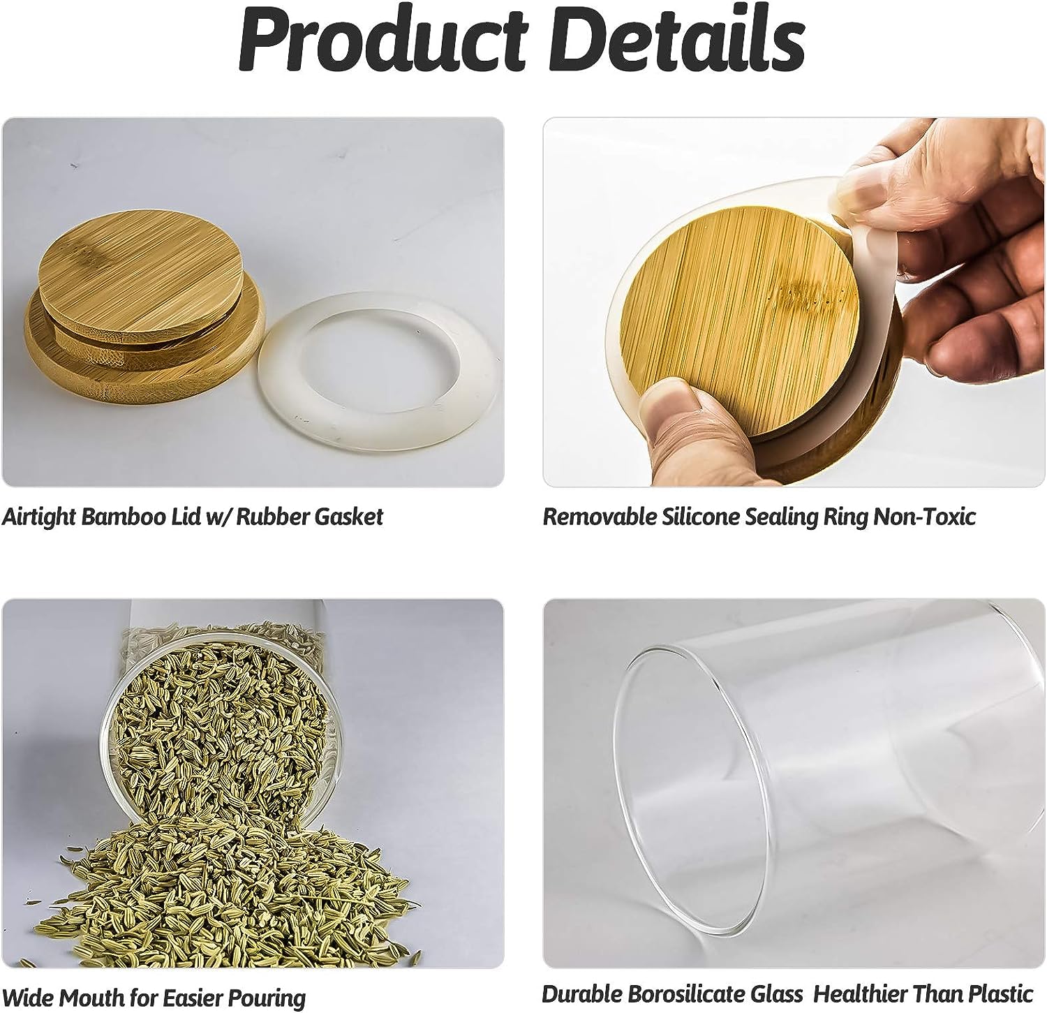 Lot De 50 Bocaux En Plastique Avec Couvercles Noirs, 113,4 G - Ronds à