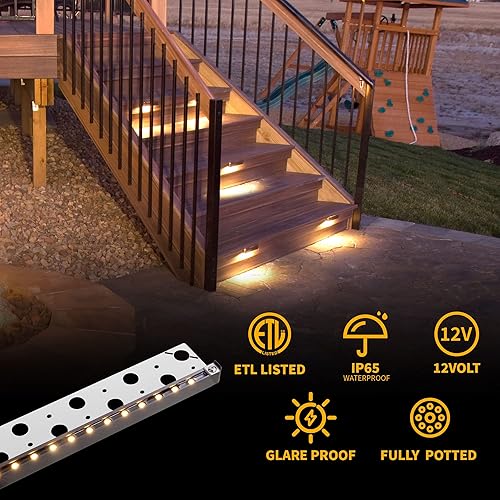 Miniatura 3 de Gardenreet Luz LED Hardscape de 13 pulgadas, luces de pared de contención, luz de paso de pavimentadora de 12V ACDC, carcasa de aluminio fundido,