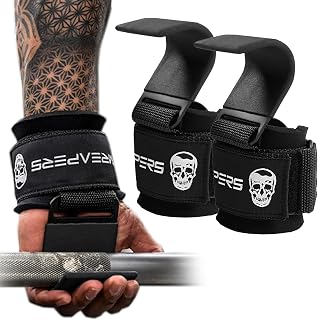 Gymreapers Weight Lifting Hooks Pair: Heavy Duty Grip Support for Deadlifts, Pull Ups, Shrugs - Adjustable Wrist Straps for Men & Women