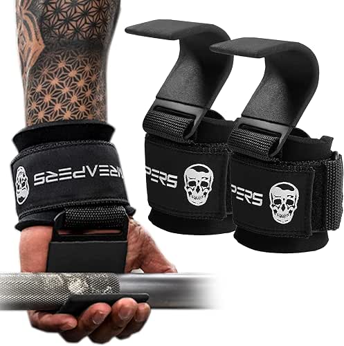 Gymreapers Weight Lifting Hooks (Pair), Heavy Duty Power Wrist Straps