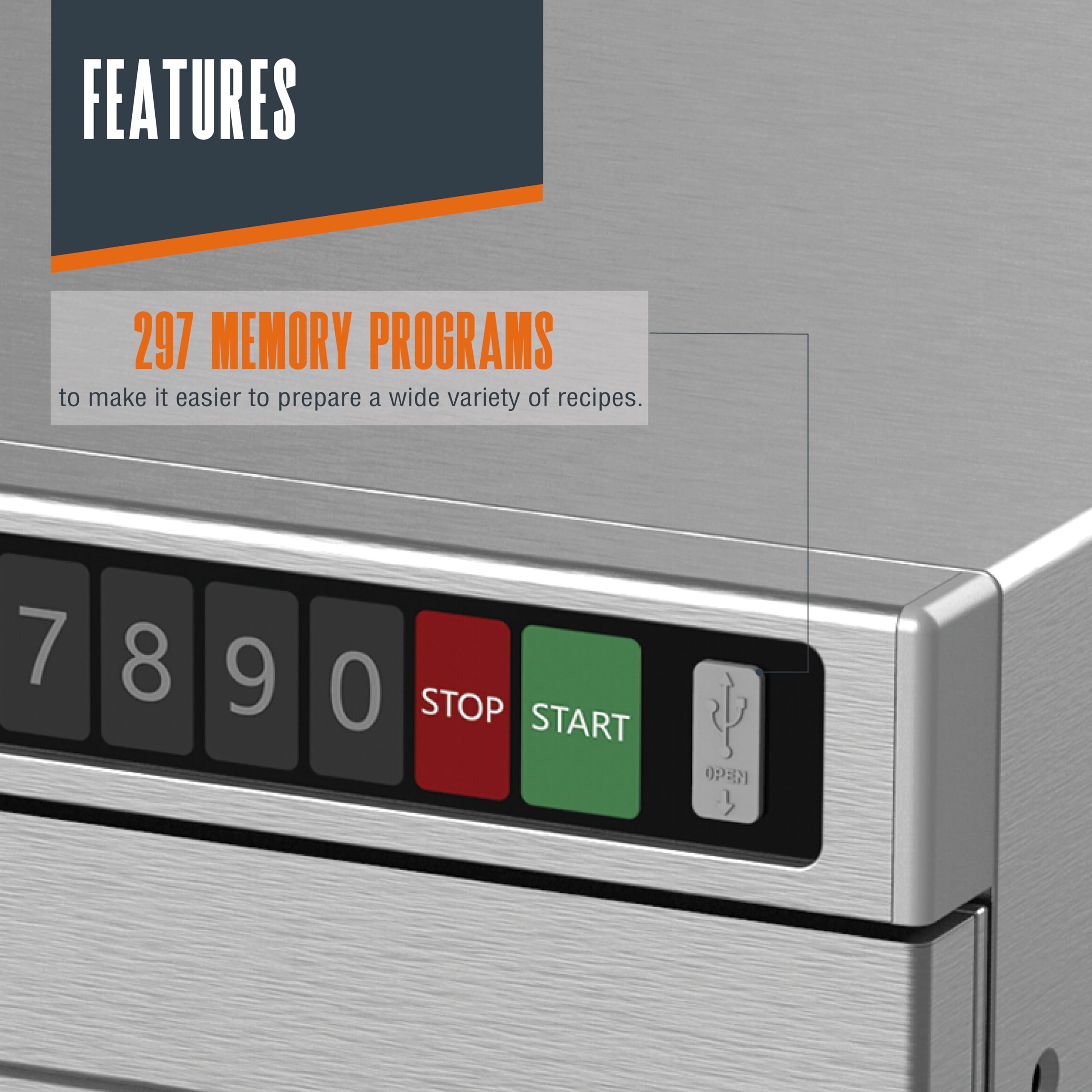 LACOR - 69482 - Four Micro-ondes Professionnel DuoHeat Pro Acier | Double magnétron de 1800W; 297 programmes configurables par USB; base céramique; capacité 18L; idéal pour l'hôtellerie