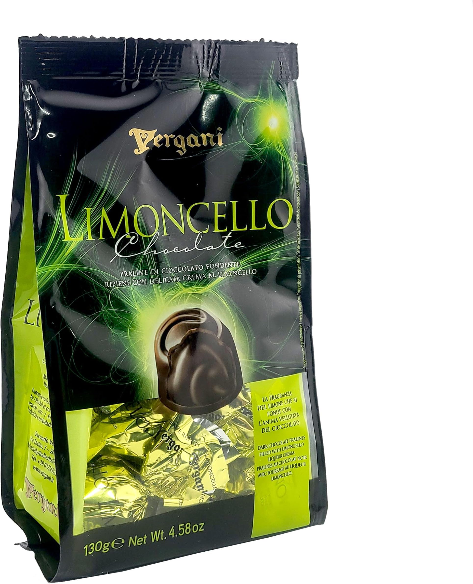Vergani Dark Chocolate Pralines w/ Limoncello Cream Filling - 130g