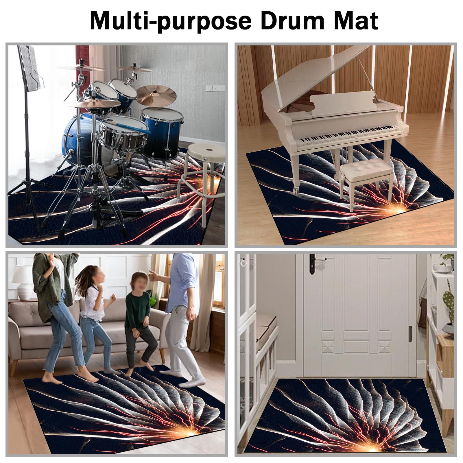 Dywaniki wodne Dywaniki do perkusji i perkusji 160 x 120 cm Dźwiękoszczelna mata bębnowa do elektronicznych zestawów perkusyjnych i innych instrumentów muzycznych, mata bębnowa