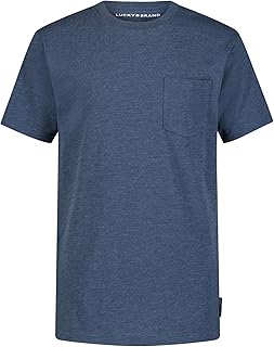 Lucky Brand Boys Short Sleeve Slub Pocket Crew Neck T-Shirt, Soft, Comfo...