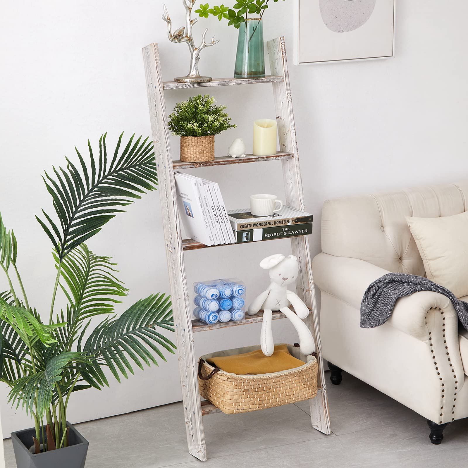 Rustic Farmhouse Decorative Wood Ladder 1.625" Deep Ladder Multiple