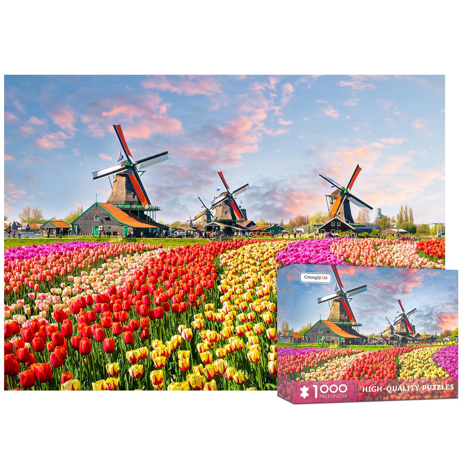 1000 Pieces Jigsaw Puzzles for Adults Floral 1000 Pieces for Adults 1000 Pieces Landscape (Windmill) — image 1