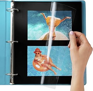Photo Album Pages for 3 Ring Binder (50 Count) - Photo Album Self Adhesive Pages - 3 Ring Photo Album Refill Pages - Photo Pages for 3 Ring Binder - Photo Album Pages - Fits 8x10-8.5 x 11 Photos