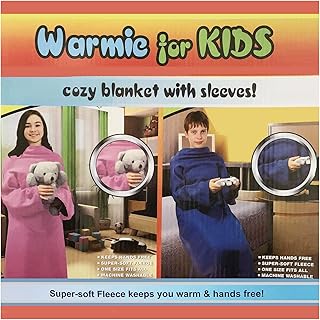 Warmie for Kids - Cozy Blanket with Sleeves Wearable Warm Cozy Soft Handsfree Reading Surfing Internet Watching Tv Best Birthday (Pink)