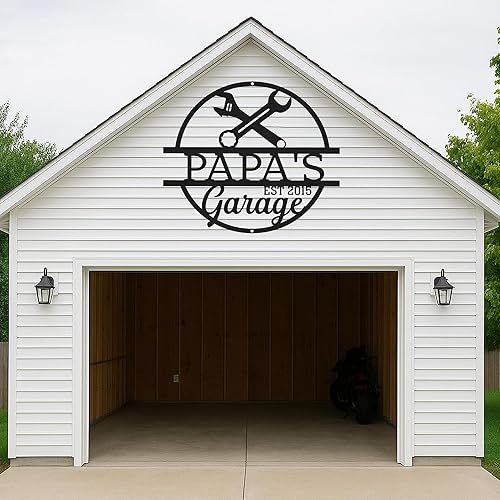 Miniatura 136 de Letrero personalizado de taller de garaje para hombres – Arte de pared de metal con nombre personalizado para entusiastas de autos, constructores y