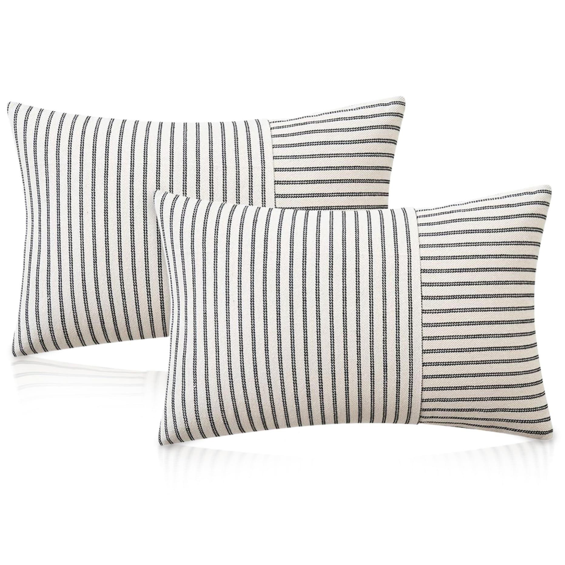 Sjfbebsy 2Pcs Throw Pillow Covers 12x20 Inch Sofa Pillows Covers, Striped Textured Patchwork Lumbar Pillow Cover for Sofa Chair Bedroom Modern Decor Gray, Cushion
