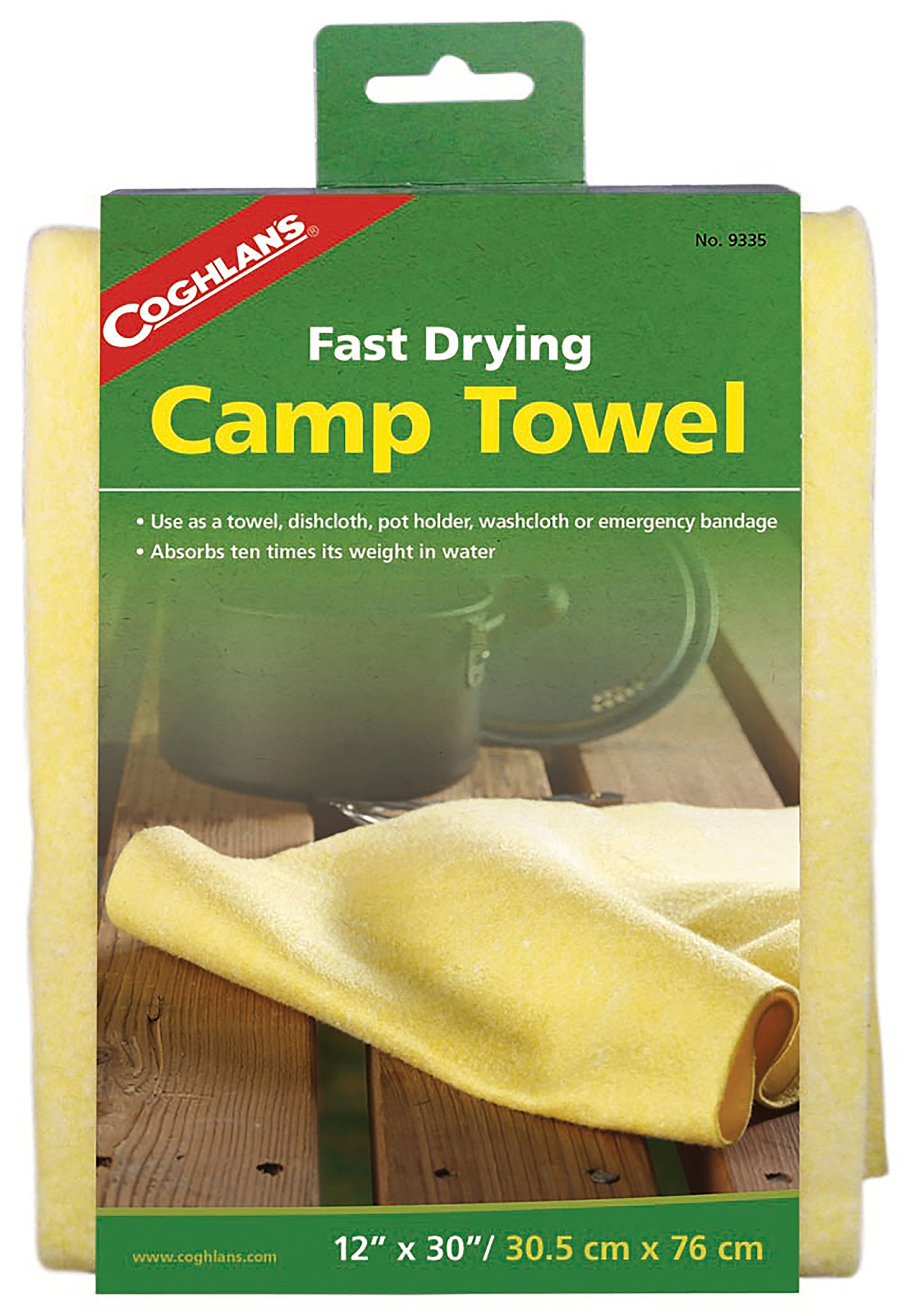 Serviette De Camping Séchage Rapide Coghlan's 12x30", Jaune Doux - Neuve Avec Sac