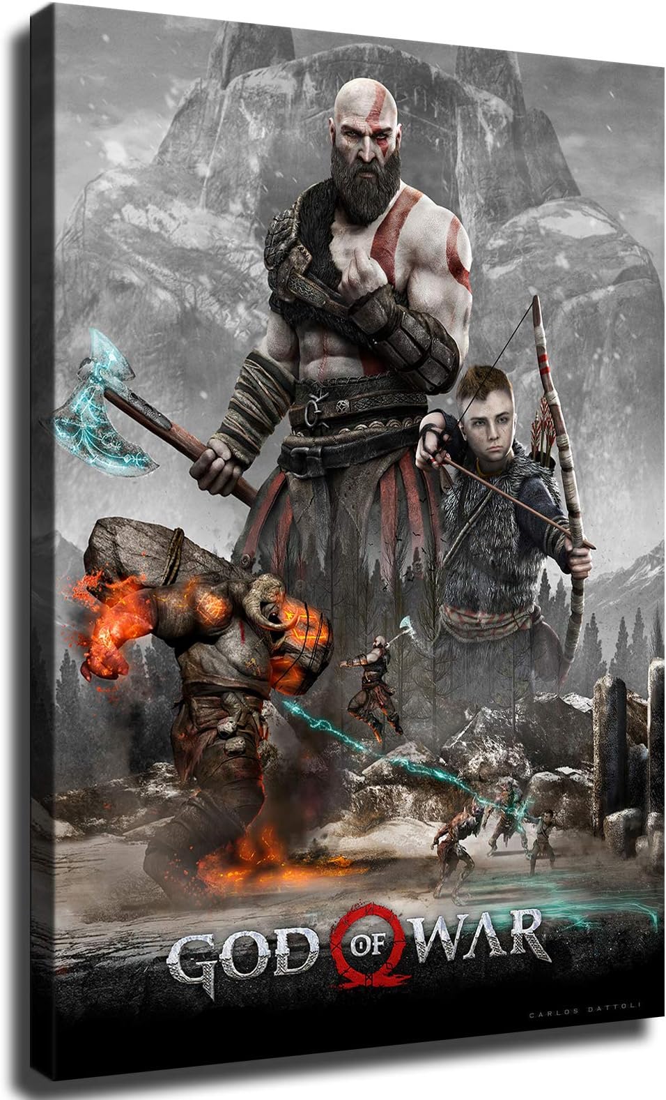 Xishang Art God of War style2 Canvas Prints Video Game Poster Wall Art for Home Office Decorations unframed 18"x12"