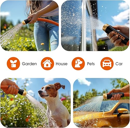 Miniatura 8 de Manguera de jardín resistente de 58 pulgadas x 50 pies con accesorio giratorio, manguera de agua súper flexible, para todo tipo de clima, ligera,