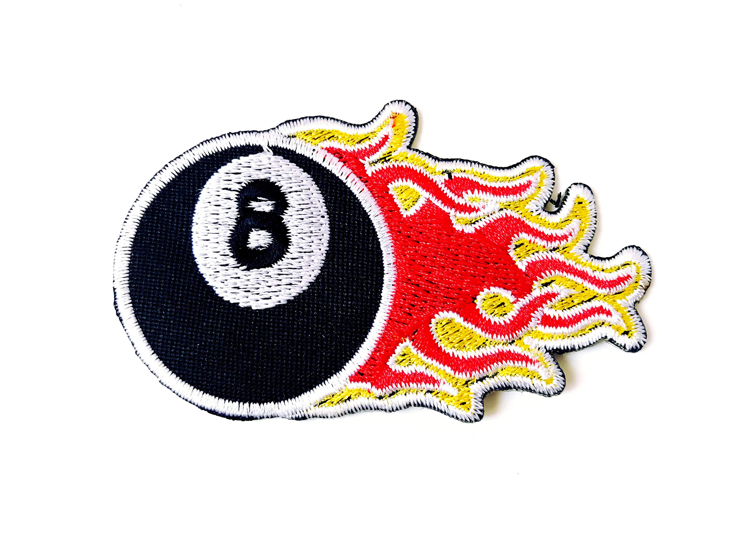 Patch Ricamata Ferro Da Stiro Con Palla Da Biliardo 8 - Diametro 6,8 Cm