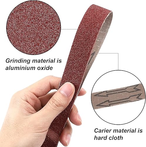 Miniatura 5 de Lijadora de correa de 1-12 x 30 pulgadas, correa de lijado de óxido de aluminio, grano 320, paquete de 20, para pulidora de tubos de tubo, lijadora