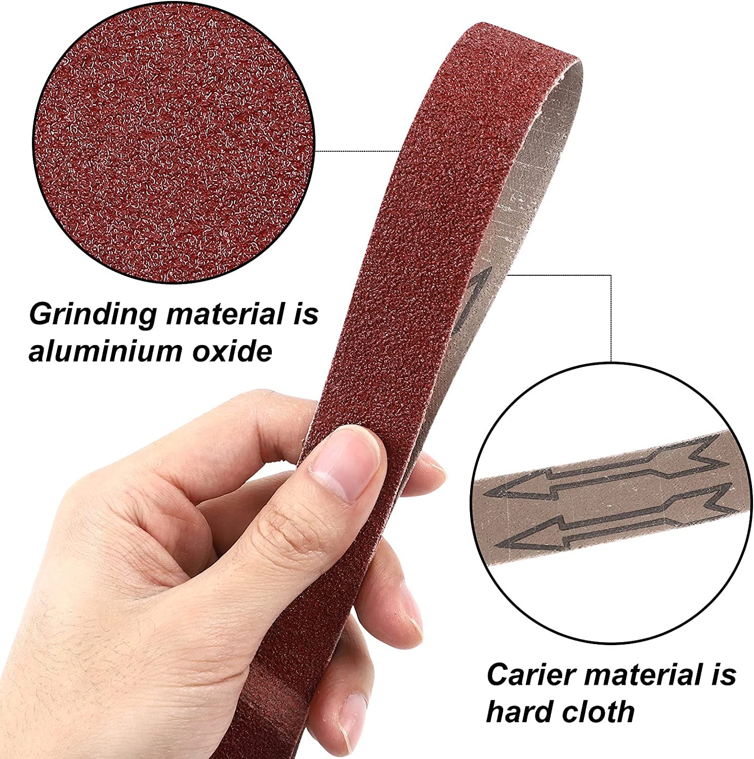 Lijadora de banda de 1-1/2 x 30 pulgadas, bandas de lijado de óxido de aluminio para lijadora de banda, papel de lijadora de banda con grano 60 para un uso eficiente y duradero, paquete de 10