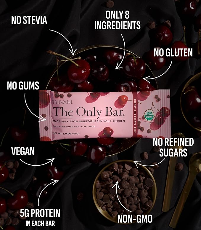 Barras Snack Veganas Truvani Cherry Chocolate Chip 4 Pack miniatura 3