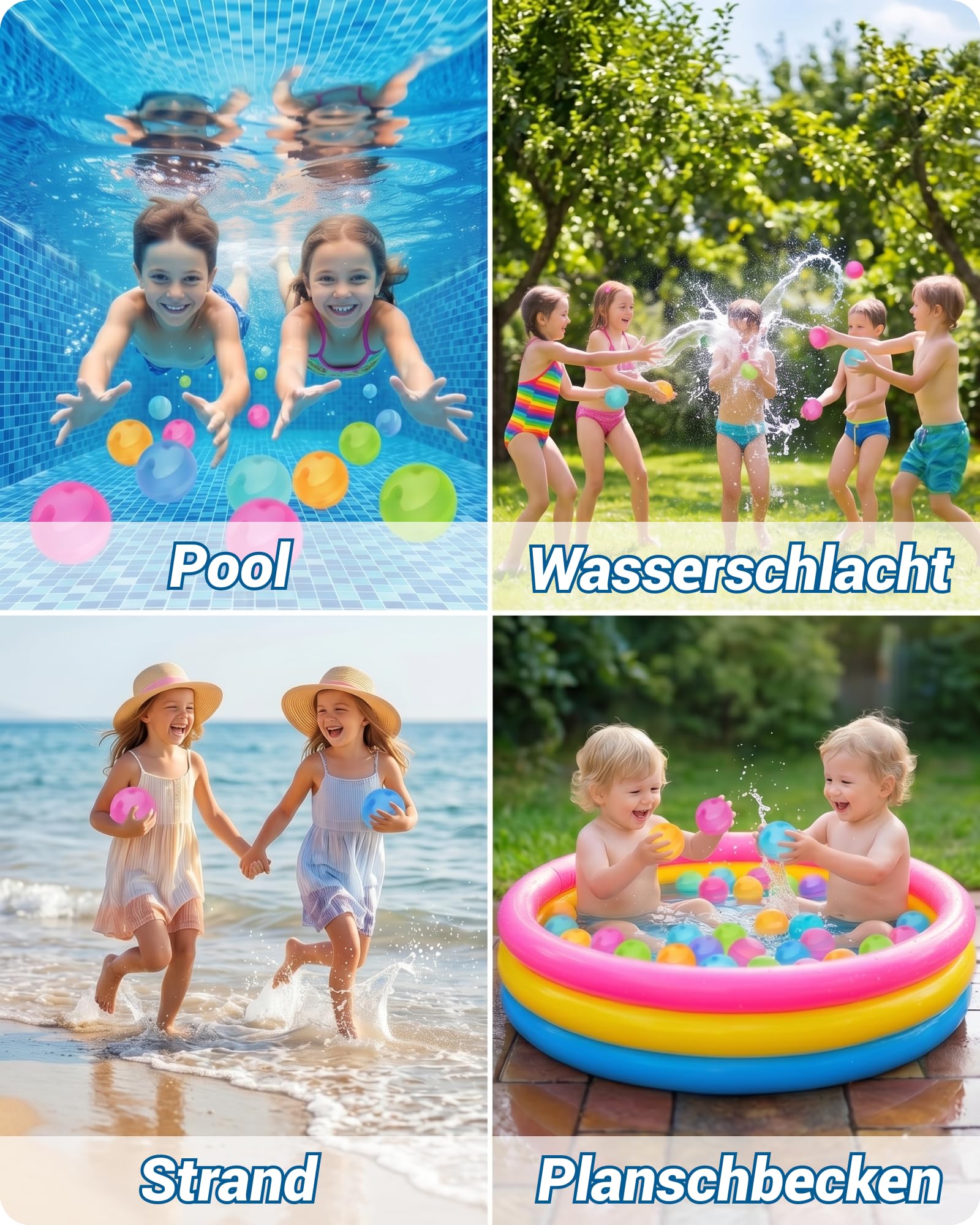 12 Stück Wasserbomben Wiederverwendbar Selbstschließend, Nicht Magnetische Silikon Wasserballons Schnell Befüllbar, BPA-Freies Wasserspielzeug für Outdoor Pool Strand (Kinder & Erwachsene)