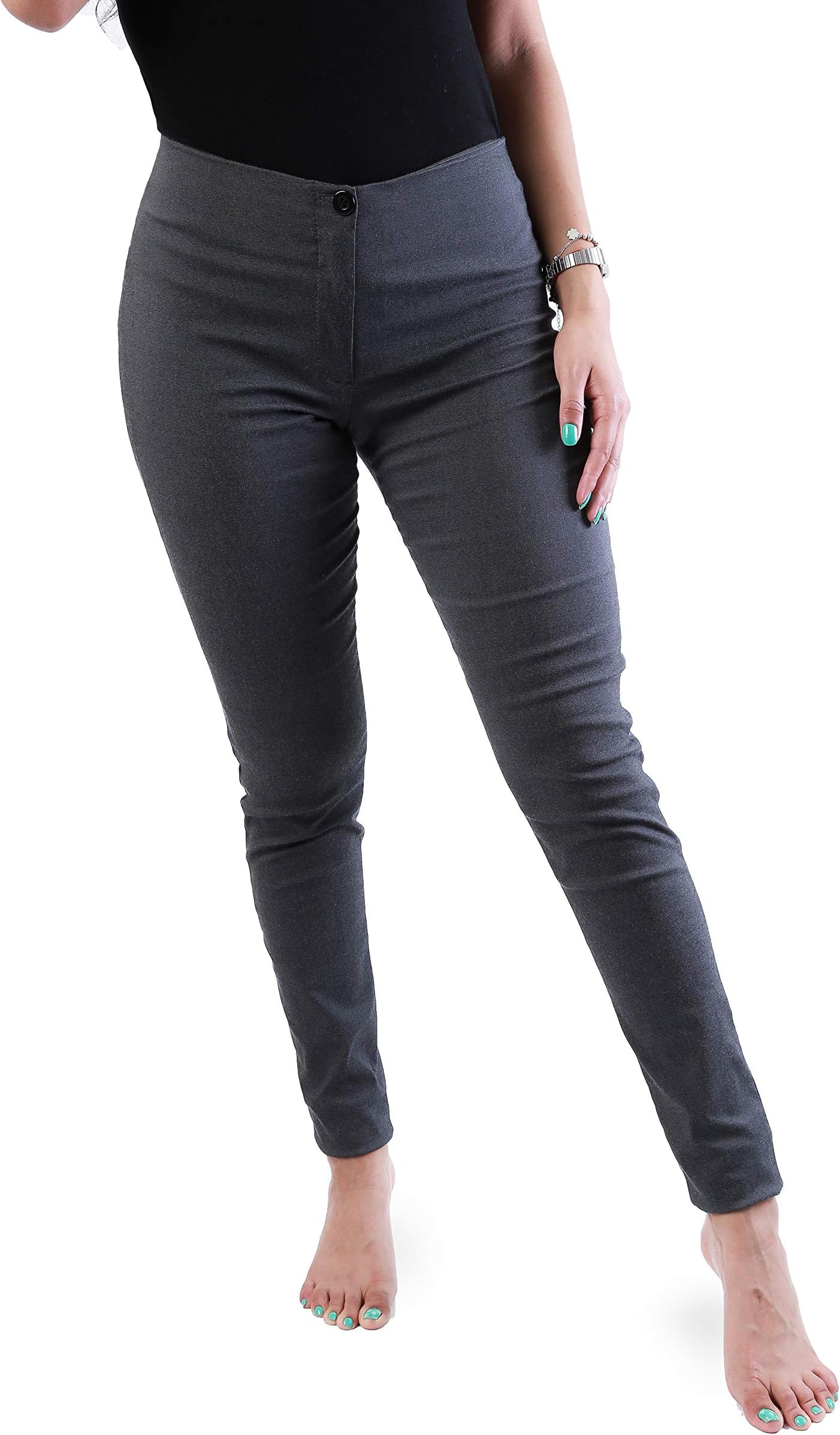 Girls Black Skinny School Trousers women ladies office work trousers (4, DARK GREY)