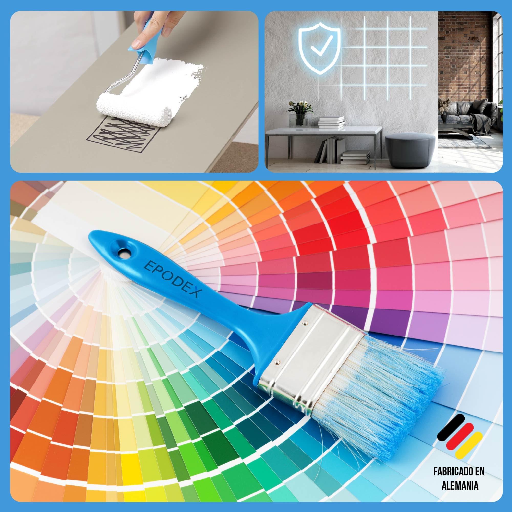 EPODEX Pintura para hormigón 1K, Pintura para paredes y suelos, resistente a rayos UV y abrasión, Interior y exterior sin agua constante, 1kg (8m² por capa) - Blanco polar