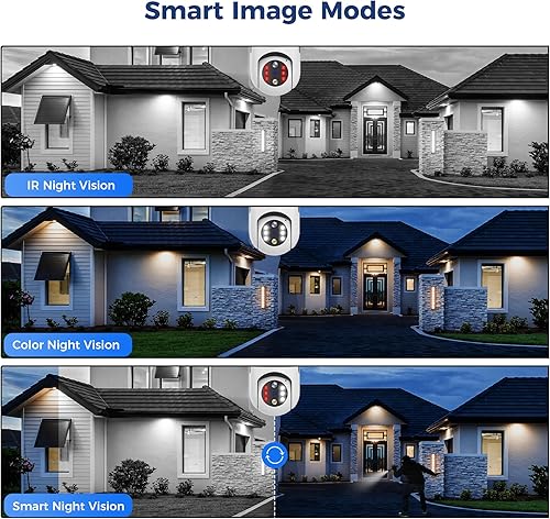 Miniatura 5 de Hiseeu Cámara de seguridad inalámbrica WiFi 5G y 2.4GHz, zoom 10X PTZ cámara de seguridad para el hogar, audio de 2 vías, seguimiento automático y