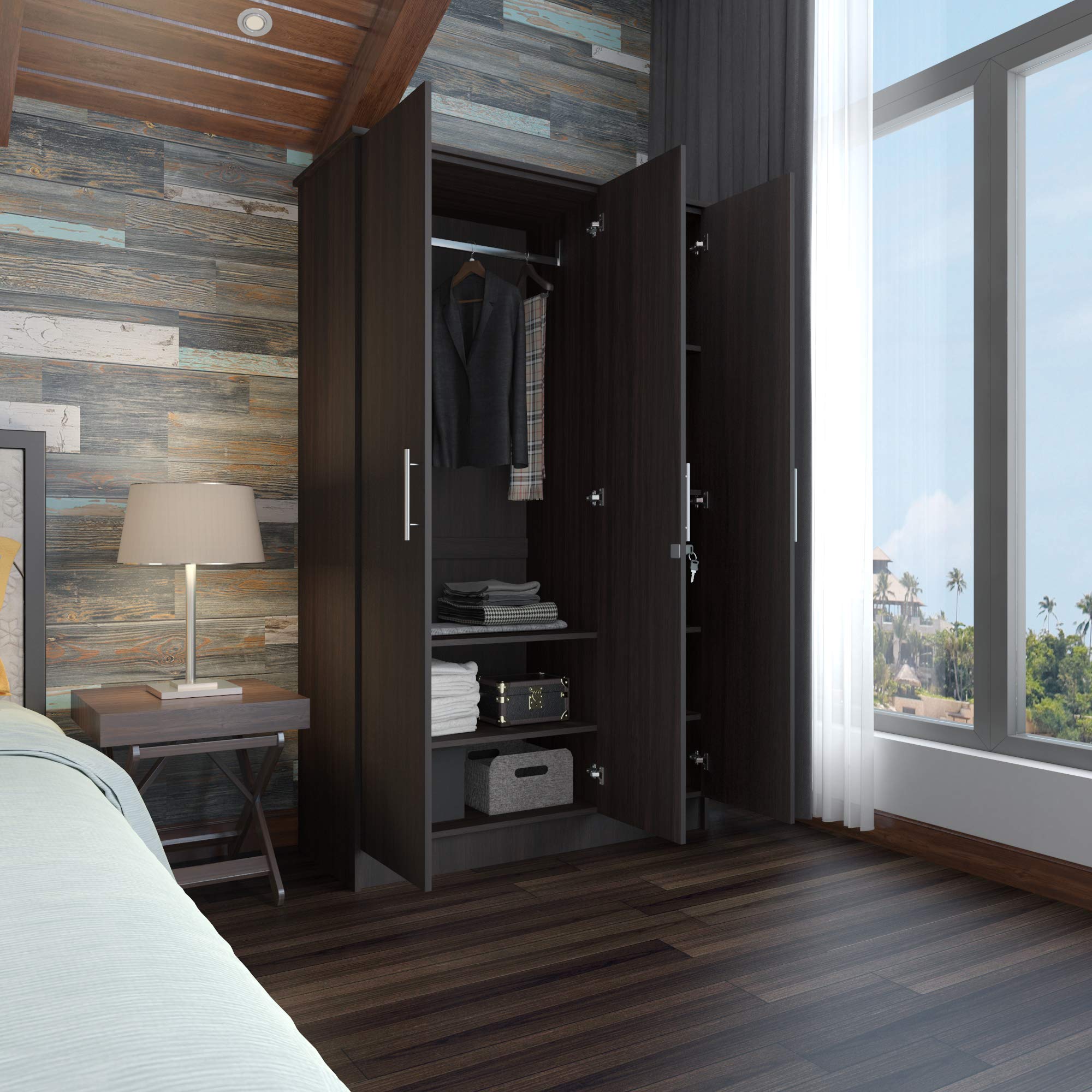 CozyCasa Bedroom Armoires Wardrobe 3 Doors Large Storage with