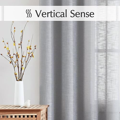 Miniatura 7 de Fmfunctex - Cortinas semitransparentes con textura de lino para ventanas