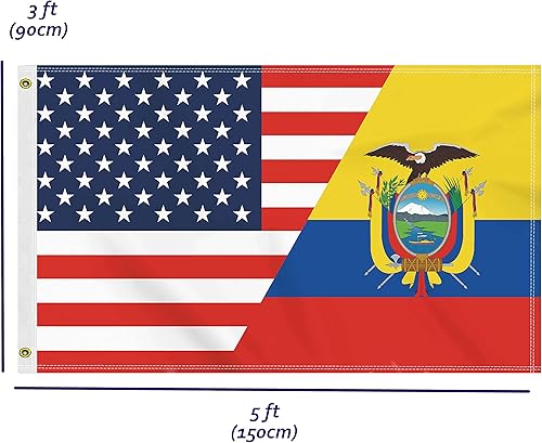 Miniatura 2 de Bandera de Ecuador de Estados Unidos de 3 x 5 pies, gran pancarta ecuatoriana de 150D para exteriores, impresión de doble cara, decoración de