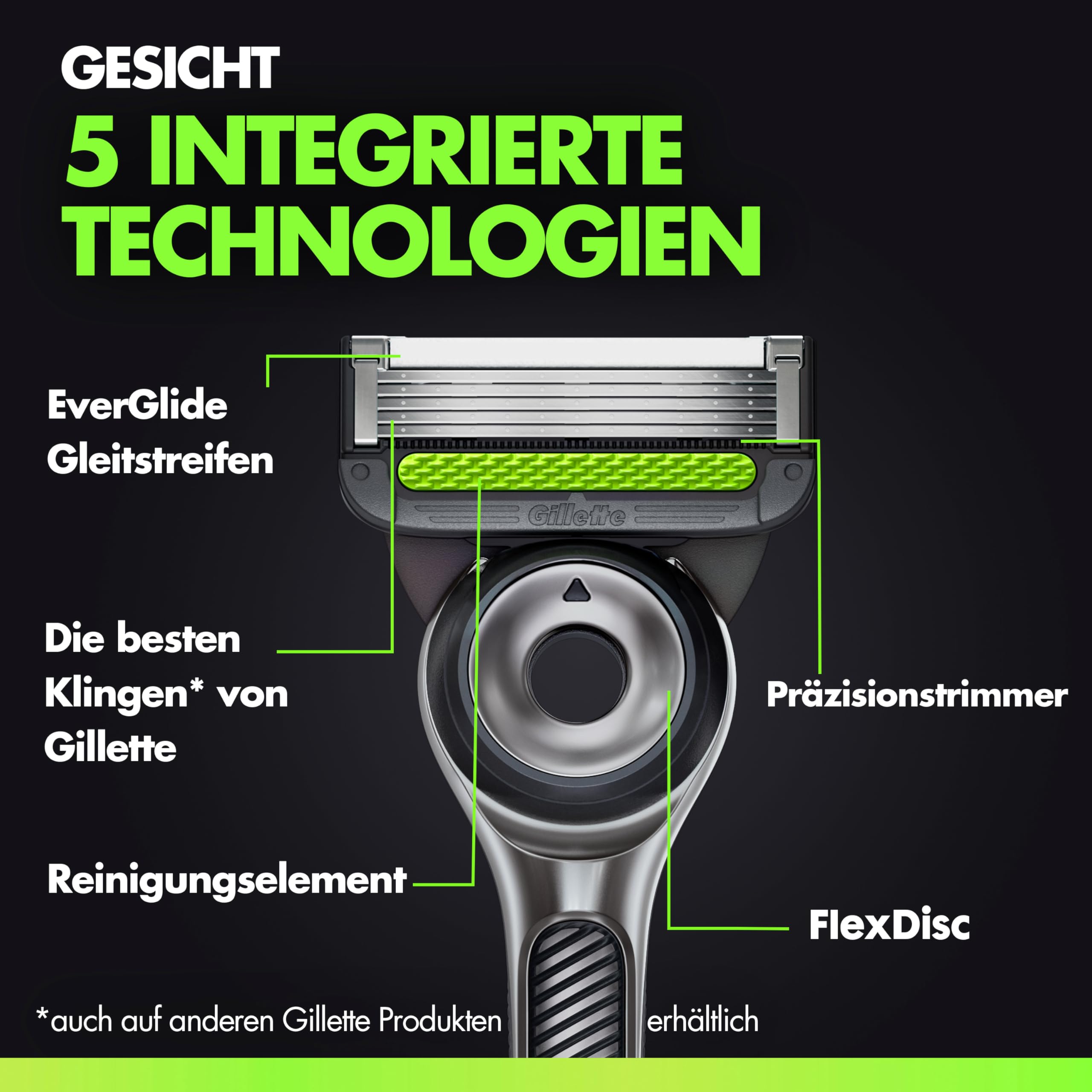Gillette Labs Rasierer Herren für Gesichts Und Körper, Duo Pack, Schwarz/Grün - Inkl. 1 Handstück, Dock Und 1 Rasierklingen Plus GilletteLabs Body + Intimate Rasierer mit Duschhalterung Und 1 Klinge