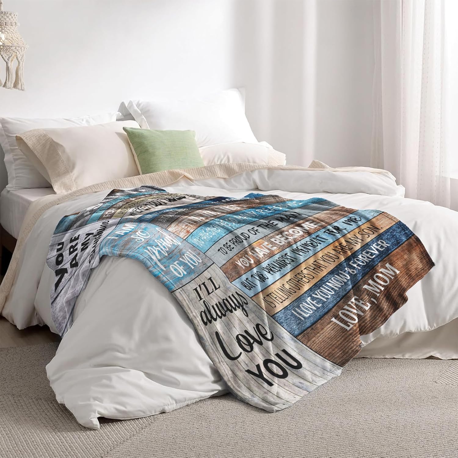 puekrtoa Gift for Son Birthday, Valentines Day Son Gift from Mom, Birthday Graduation Wedding Gifts for Sons from Mom, Baptism Easter Gifts for Adult Grown Sons Throw Blanket 60"X50" - Image 5