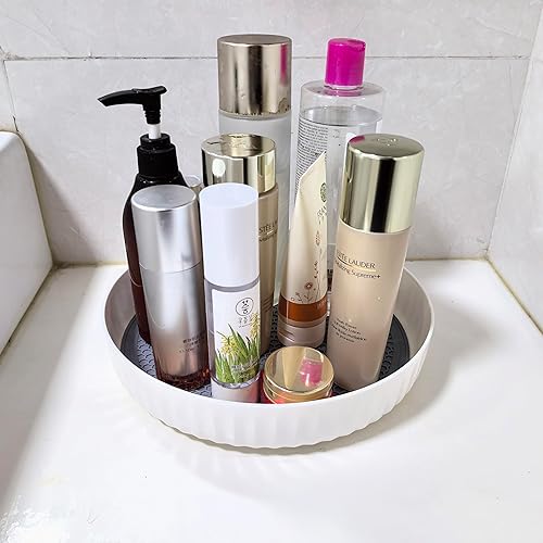 Miniatura 7 de Lofekea Lazy Susan - Organizador de 2 estantes giratorios antideslizantes de 10 pulgadas para gabinetes, organización y almacenamiento de despensa,