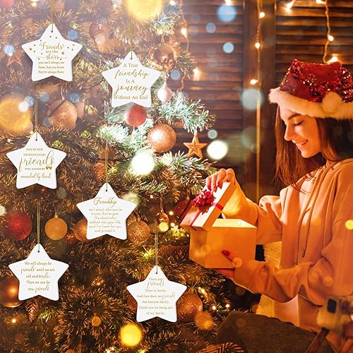 Miniatura 4 de Suzile Adornos de Navidad de amistad de larga distancia para hermana, adorno de Navidad, regalo redondo, para hermanas y amigos, adornos con