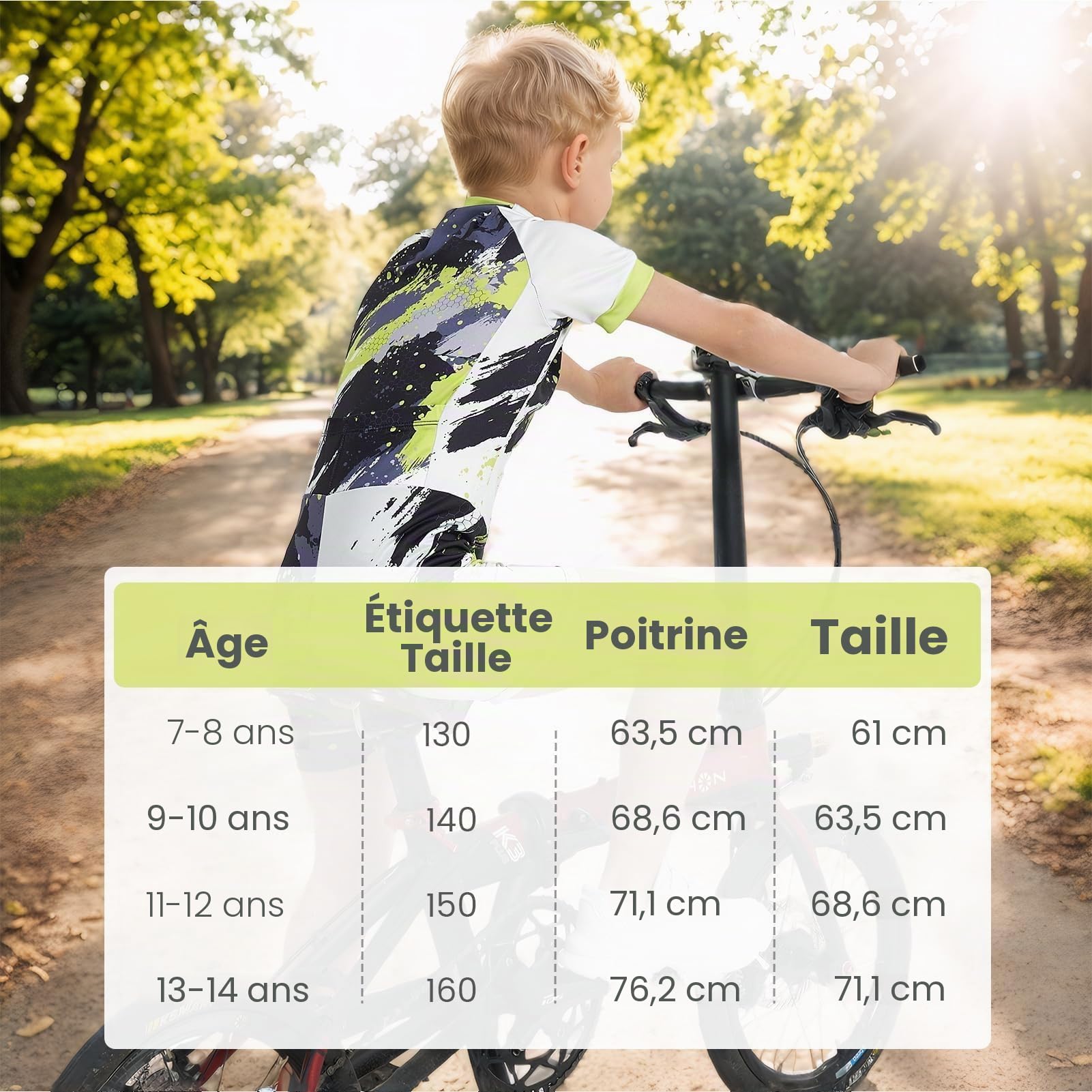 Gogokids Maillot de cyclisme à manches courtes pour garçon avec coussin 3D