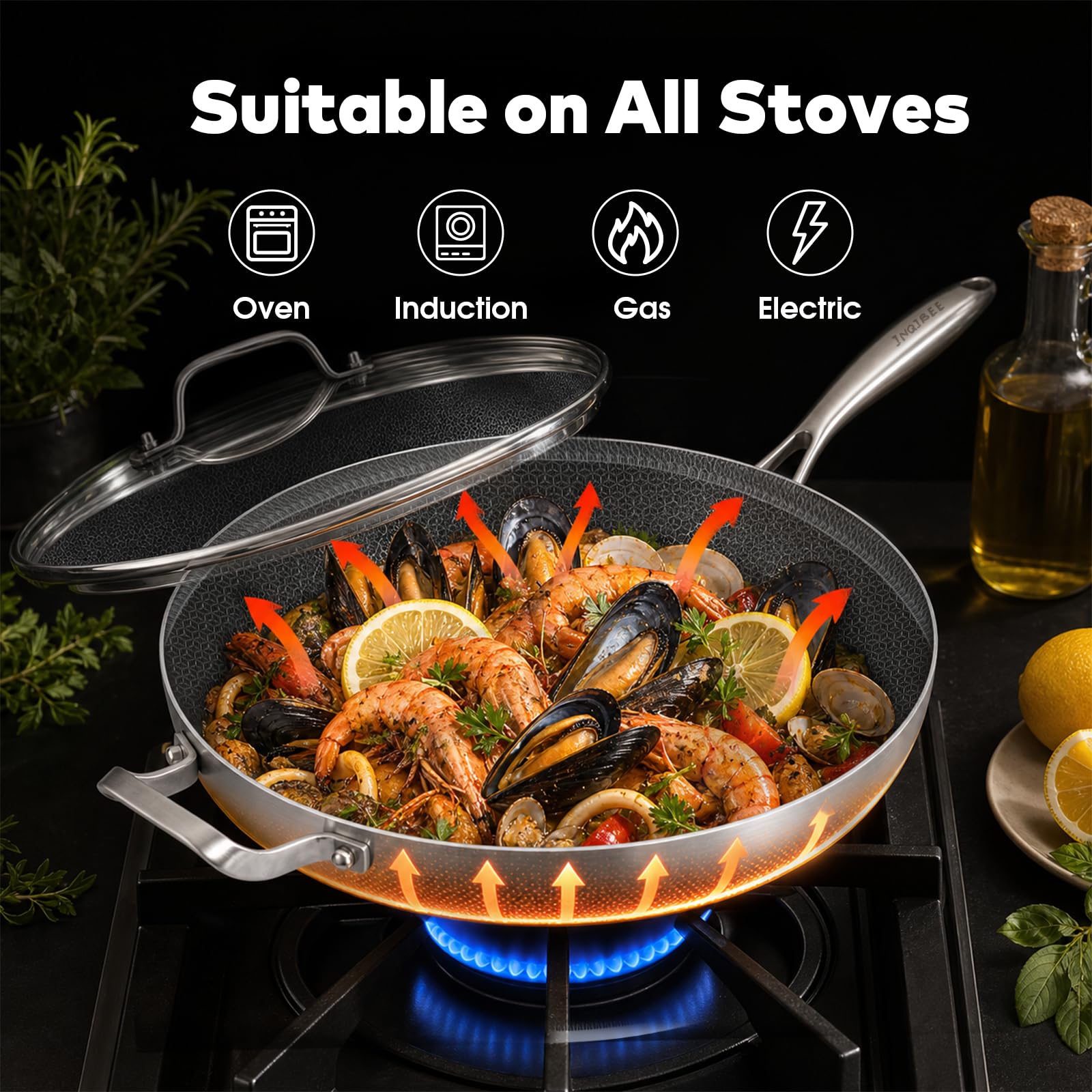 Inqibee 14.5" Ceramic Nonstick Chef's Pan -6