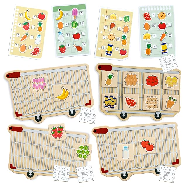Nene Toys Mi Lista de Compra - Juego Educativo para Contar, Memoria y Asociar para Niños Desde 3 Años