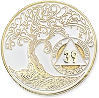 Vista 271 de Medallón AA de 5 años – Árbol de la Vida trenzado chapado en oro AA Chip de recuperación – morado