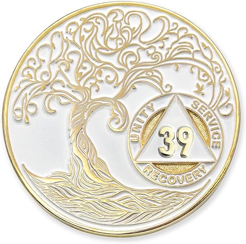 Miniatura 271 de Medallón/Ficha/Ficha de Recuperación AA Sobriety Mint de 2 Años, Árbol de la Vida Retorcido, Dorado - Negro