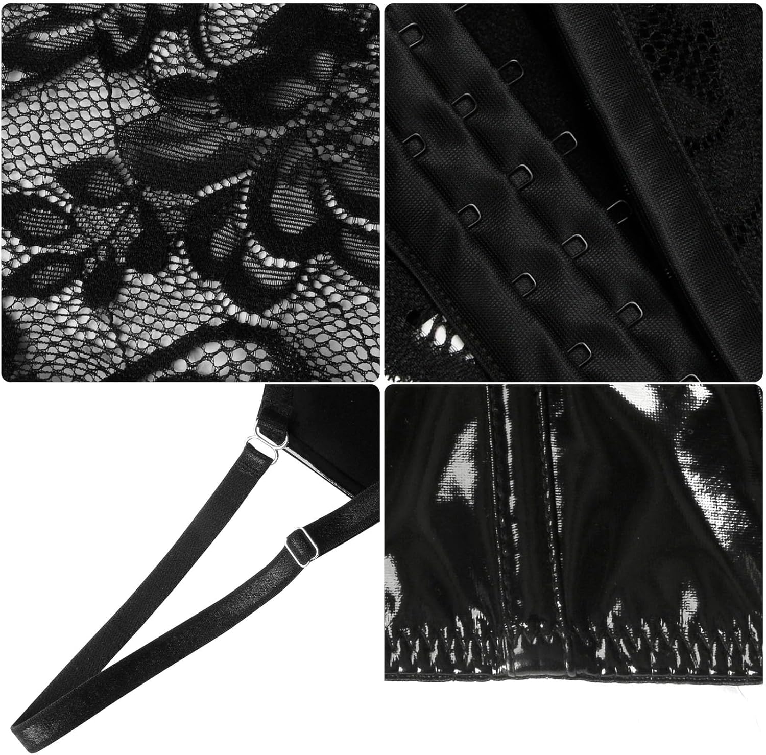 Charmian Women's Punk Gothic PU Leather Push Up Corset Bra Bustier Crop Top - Image 6