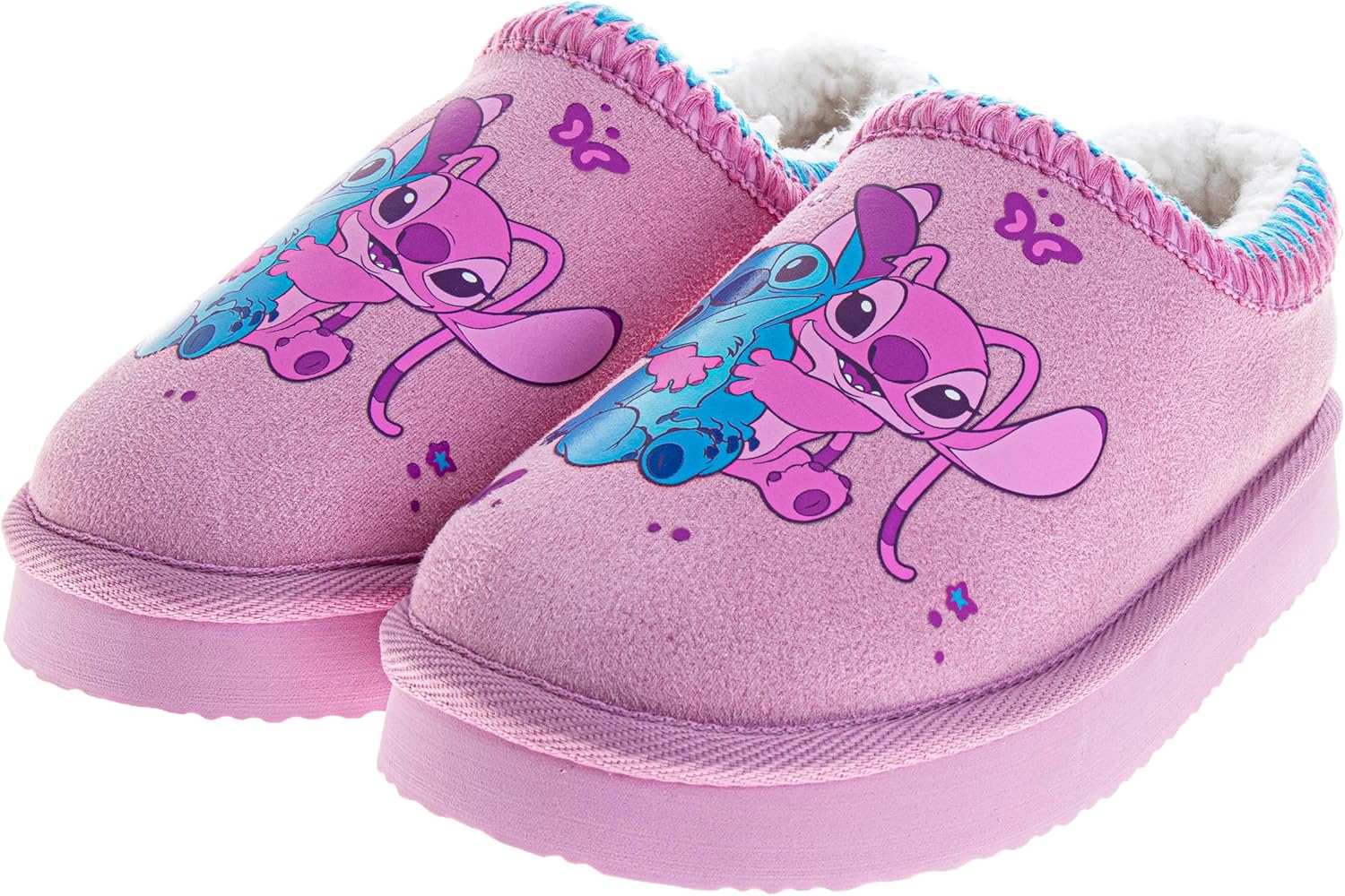 Josmo Cars Lightning Mcqueen Lilo Stitch Clog Slippers for Boy Girl Stitch and Angel Fur Lined Clogs Comfort Warm Soft Plush Lightweight House Shoes- Size 5-10 Toddler 11-13 Little Kid 1-5 Big kid