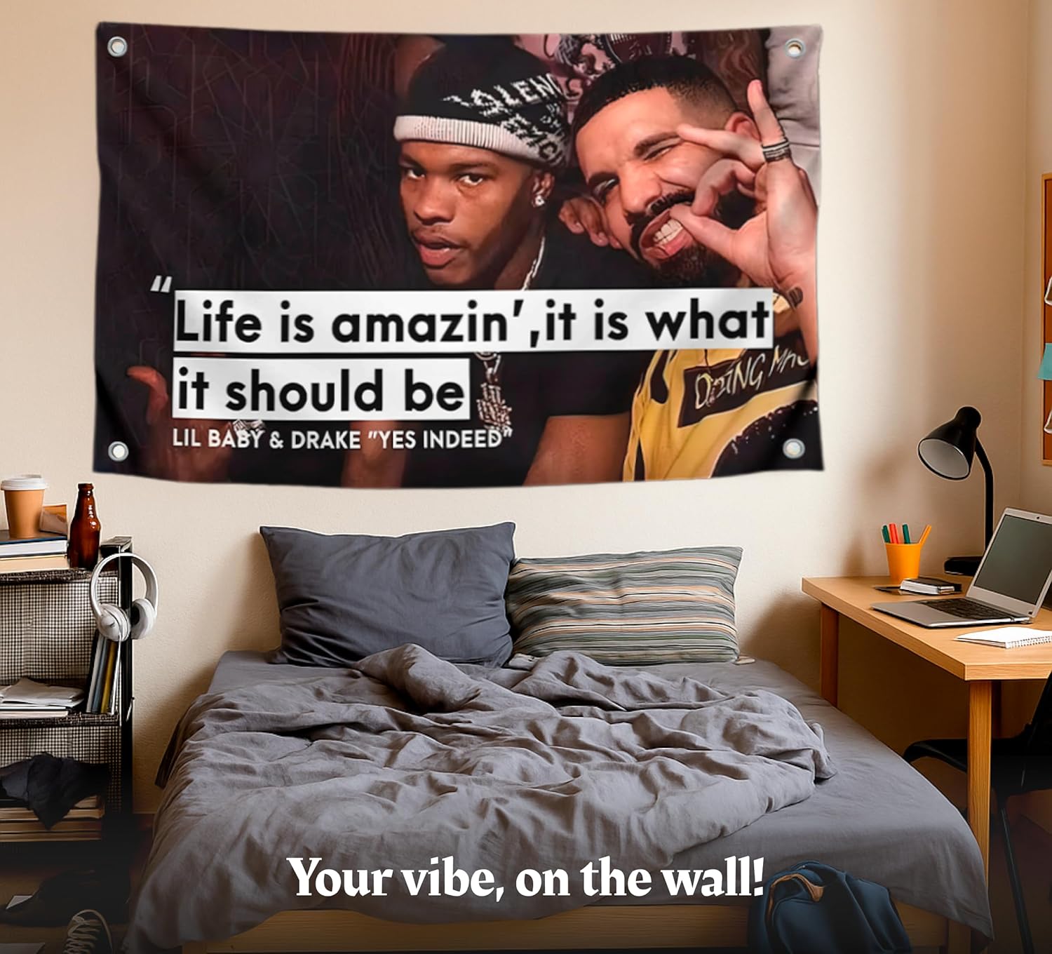 3x5 Ft Rapper and Future Funny Polyester Flag with 4 Brass Grommets - Funny Single Sided Tapestry Man Cave Wall Meme Flag for Dorm - Suitable for Outdoor Gardens Patios Indoor College Dorms for Gifts - Image 3