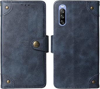 Flip Genuine Premium Leather TPU Silicone Phone Gel Case for Sony Xperia 10 III 6" Back Cover Skin Etui Protective Protector Wallet Pouch Shell Bumper Blue