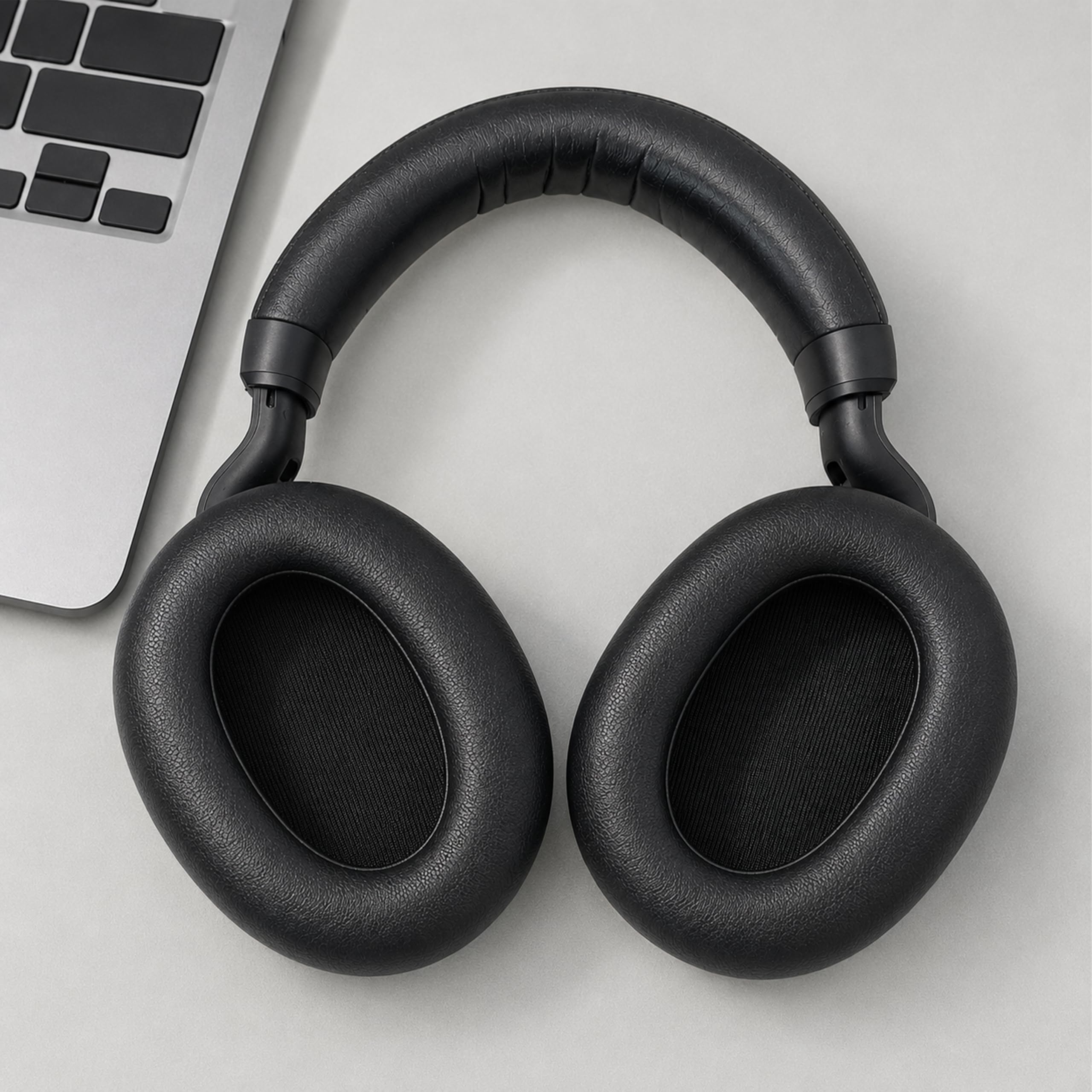 Almohadillas de repuesto para auriculares inalámbricos Jabra Elite 85h, cubierta de orejeras, piel suave y almohadillas de espuma viscoelástica, color negro