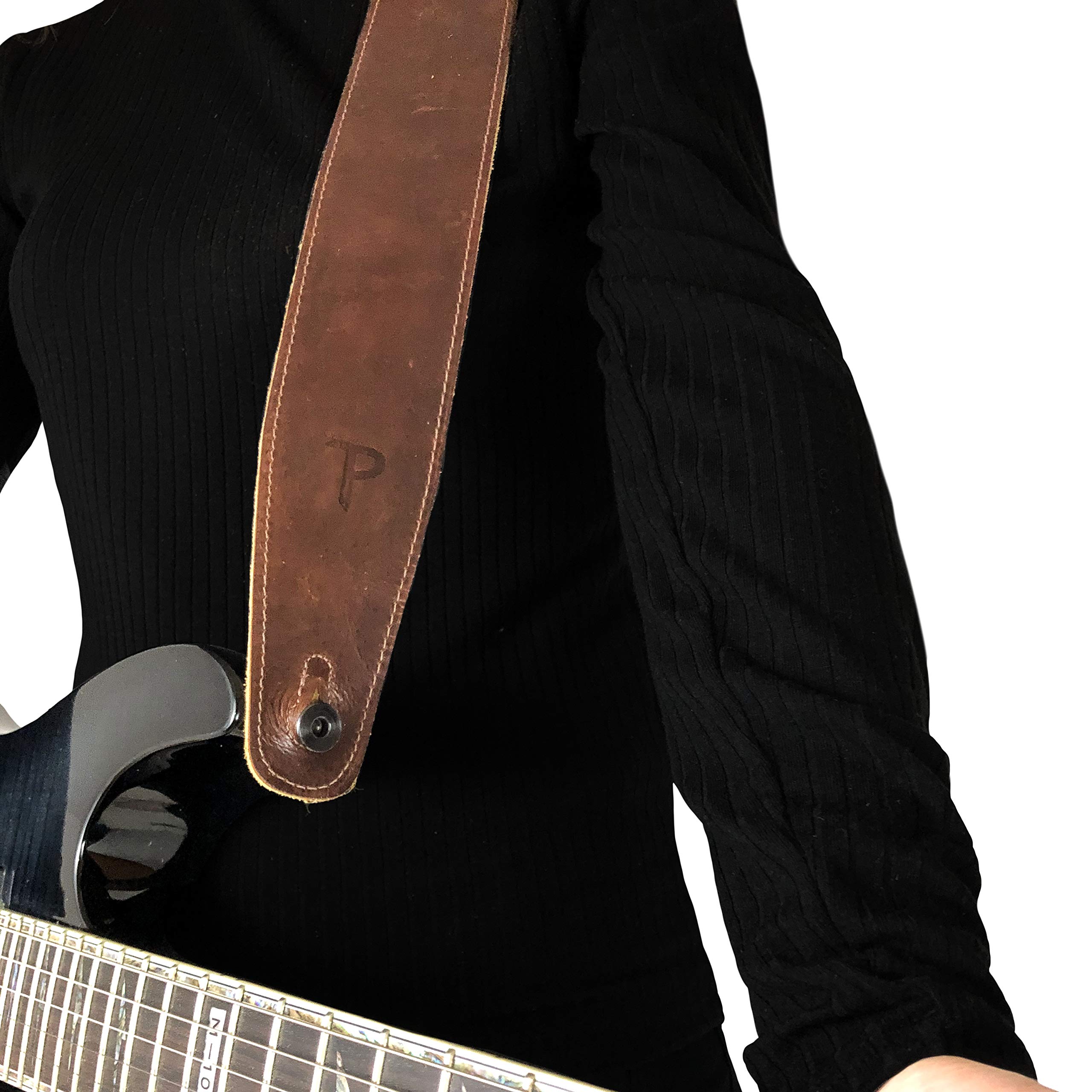 Perri's Leathers Ltd. - The Africa Collection - 1 Tracolla per chitarra - Lunghezza regolabile - Camoscio e pelle - Beige (AFR25-6875)