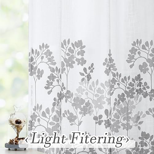 Miniatura 5 de Metro Parlor Cortina gris para puerta de ventana de 100 pulgadas, extra ancha, semitransparente, panel para puerta corrediza de vidrio, patrón