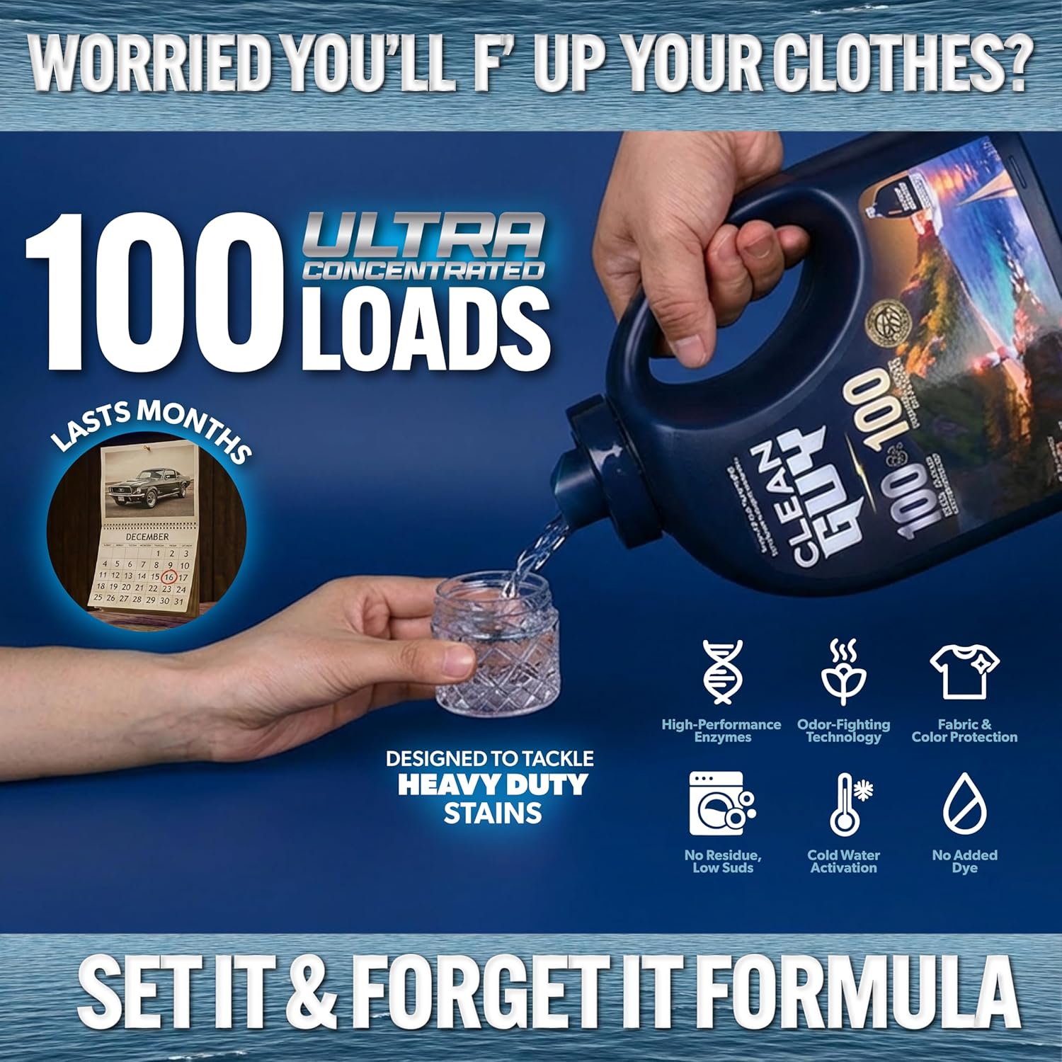 Laundry Detergent with Dryer Sheets | Ocean Fresh Scent, Deep Clean Formula, Softens & Freshens Clothes, Long-Lasting Freshness -Sea salt & Driftwood (100 Loads PLUS 100 Dryer Sheets)